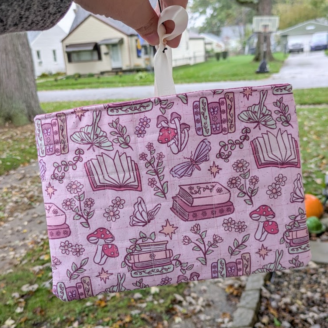 READY TO SHIP: Kindle + Paperback Quilted Sleeve with Tie