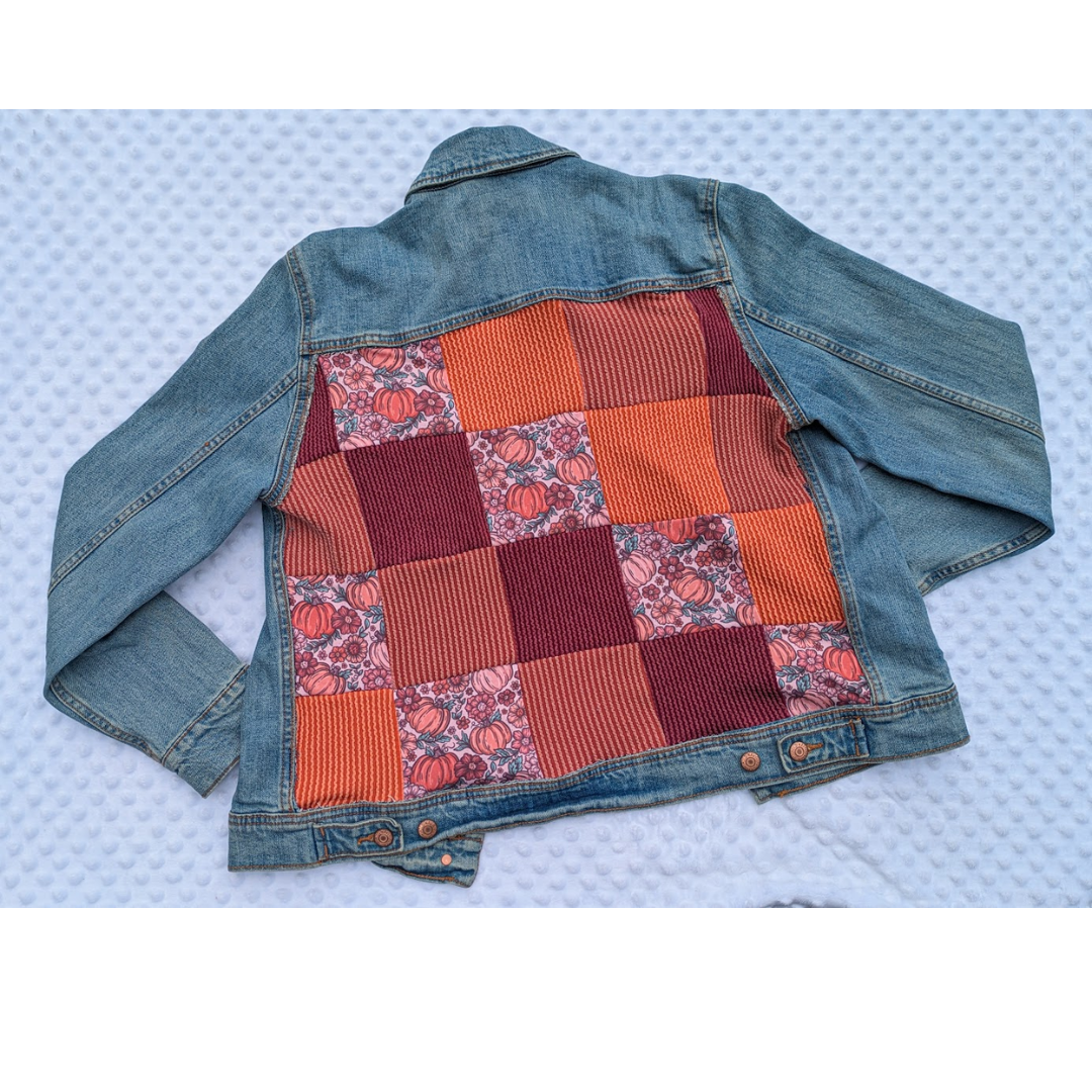 READY TO SHIP: Adult Large Upcycled Patchwork Denim Jacket