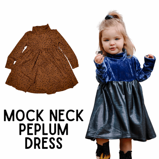 MADE TO ORDER: Mock Neck Peplum Dress