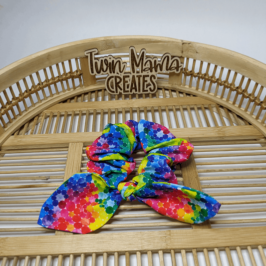 Rainbow Circles Knotted Scrunchie