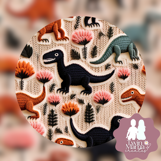 SEAMLESS FILE: Knit Dinos on Cream