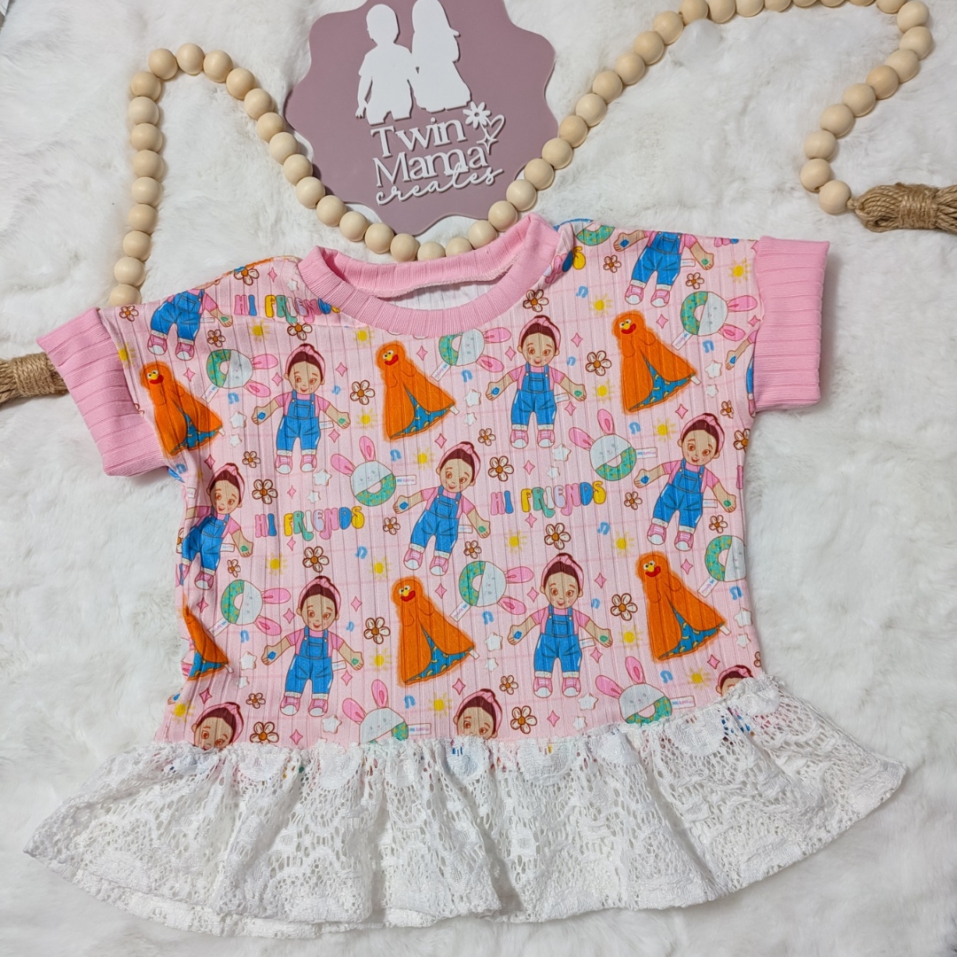 READY TO SHIP: 3-6m Boxy Tee with Ruffle