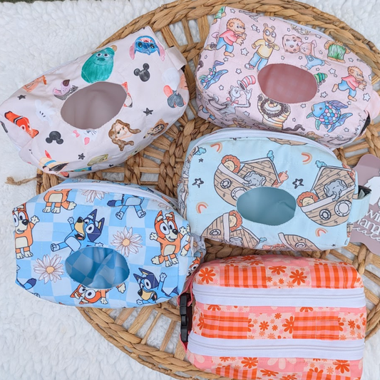 MADE TO ORDER: Double Zipper Wipe + Diaper Pouch